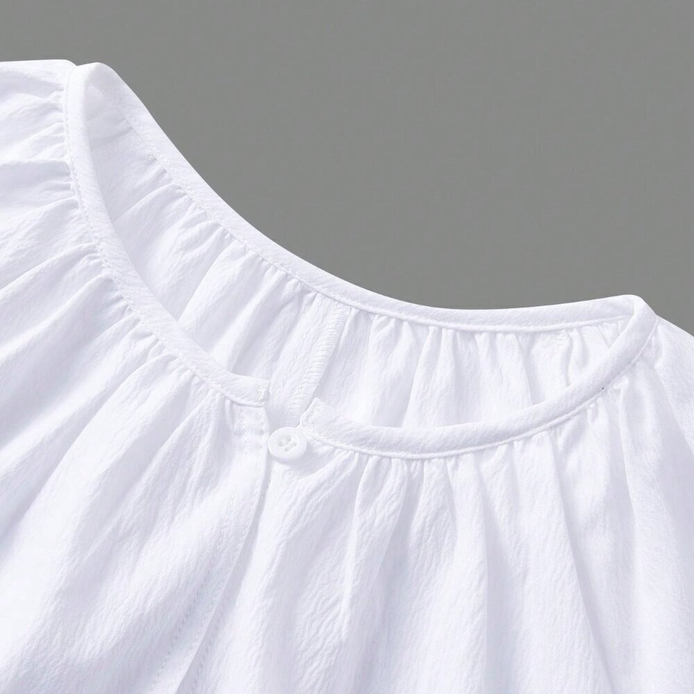 White Cute Women's Solid Color Daily Long Sleeve Romper - Picture 4 of 5